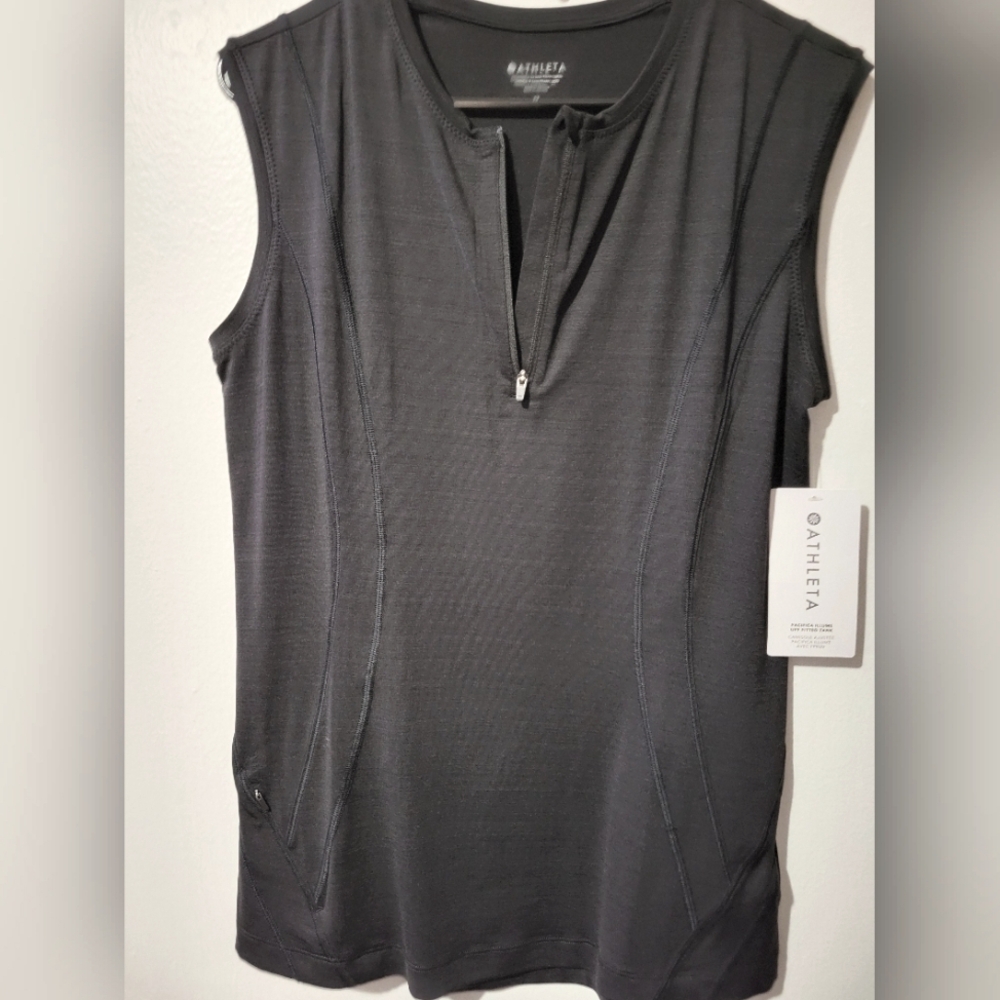 Athleta Pacifica Illume UPF Fitted Tank (SPF 40) black, medium, NWT